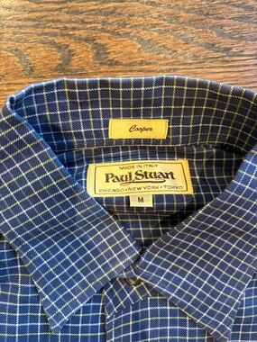 Paul Stuart Navy Windowpane Button-Down Shirt